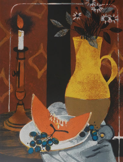 Yves GANNE : La tranche de melon, Lithographie originale signée
