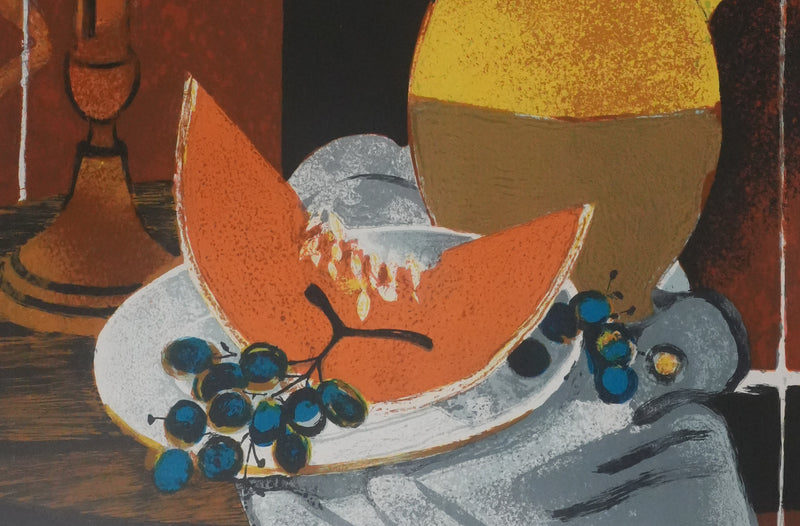 Yves GANNE : La tranche de melon, Lithographie originale signée