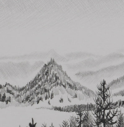Camille COMBE : Les Puys, Gravure originale signée