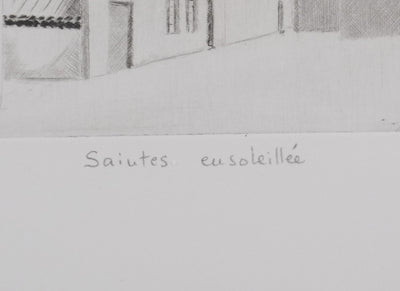Camille COMBE : Saintes ensoleillée, Gravure originale signée
