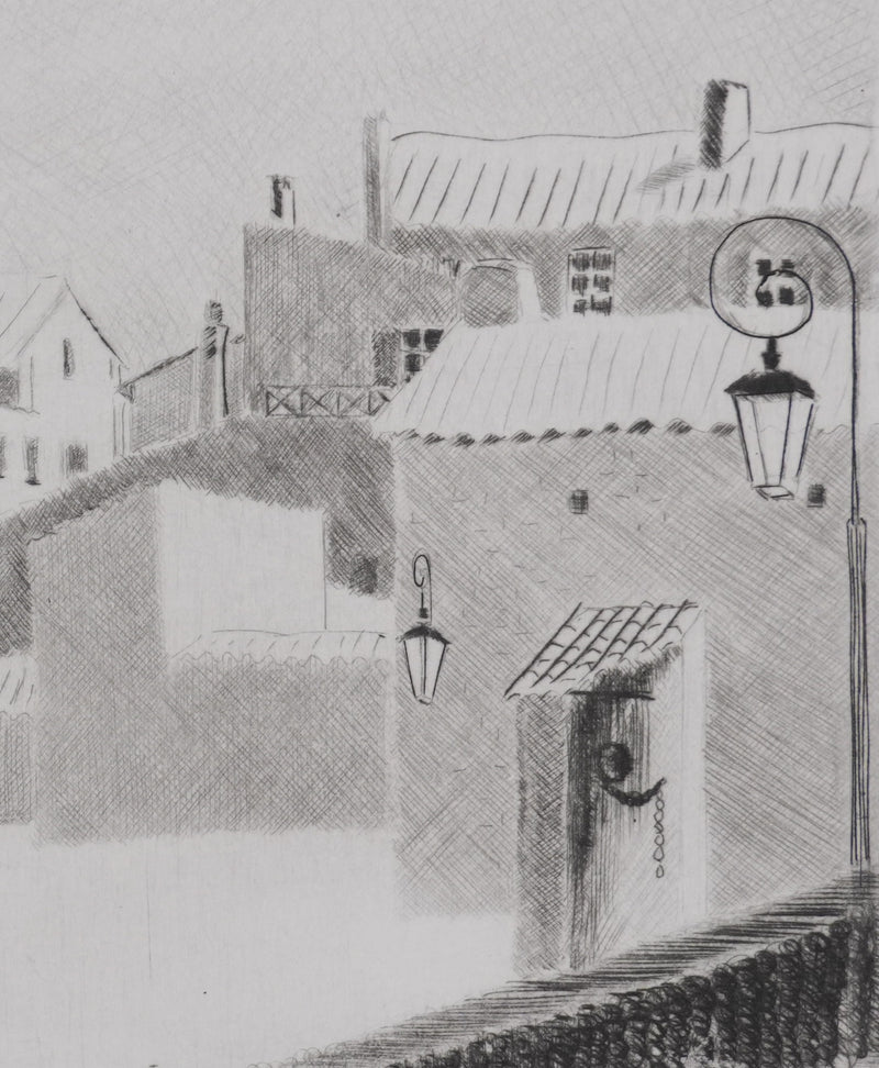 Camille COMBE : Saintes ensoleillée, Gravure originale signée