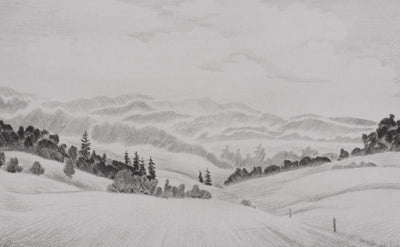Camille COMBE : Les lointains du Jura, Gravure originale signée