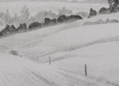 Camille COMBE : Les lointains du Jura, Gravure originale signée