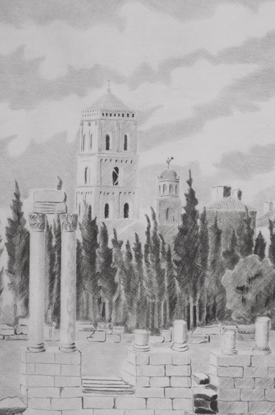 Camille COMBE : Arles, Gravure originale signée