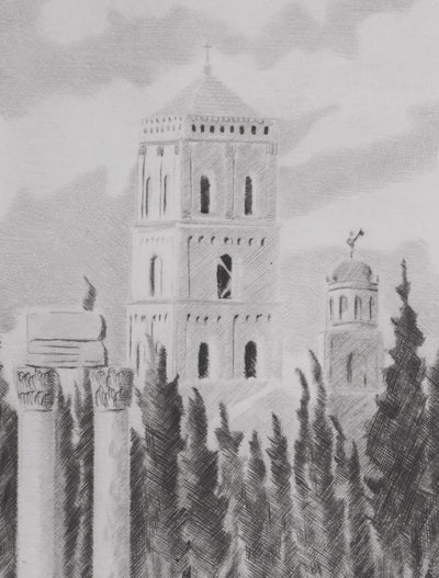 Camille COMBE : Arles, Gravure originale signée