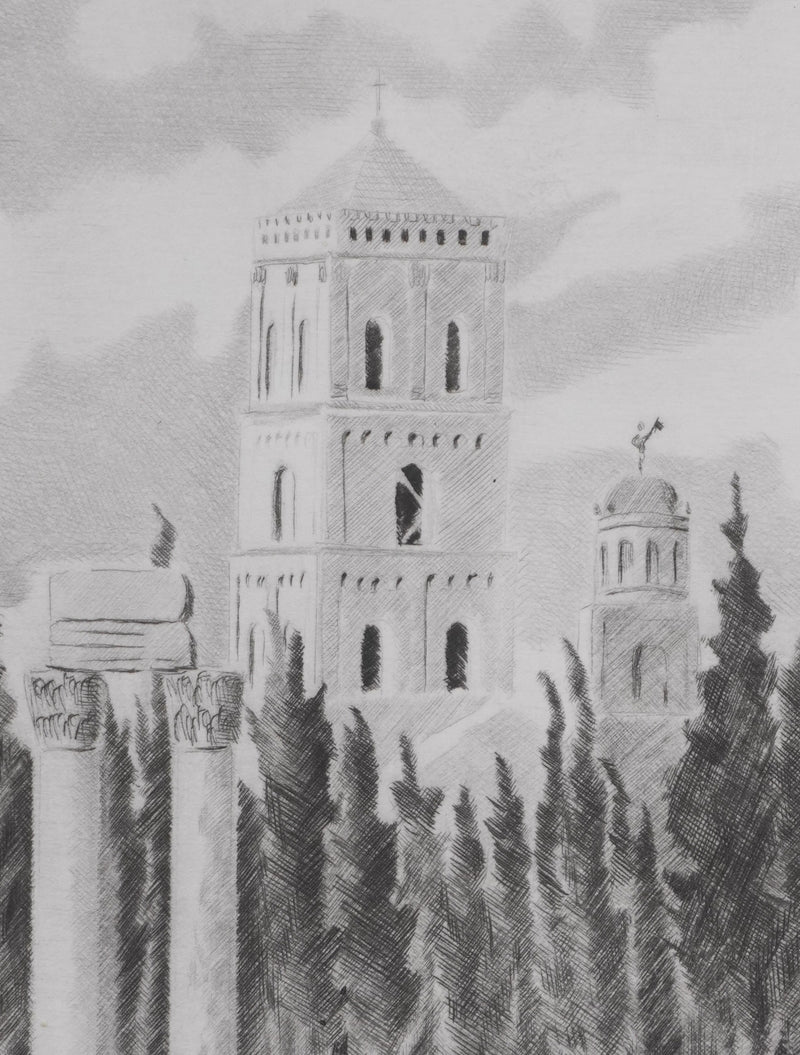 Camille COMBE : Arles, Gravure originale signée
