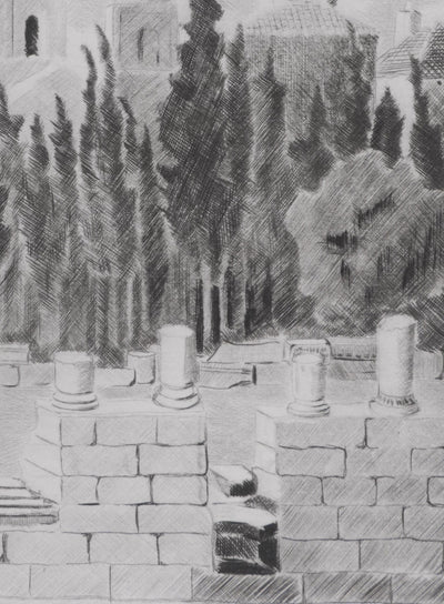 Camille COMBE : Arles, Gravure originale signée