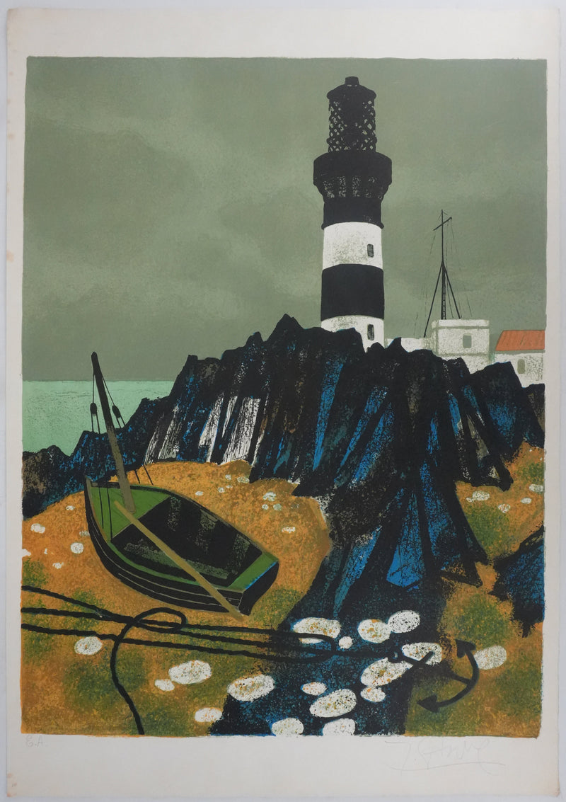Yves GANNE : Le phare II, Lithographie originale signée