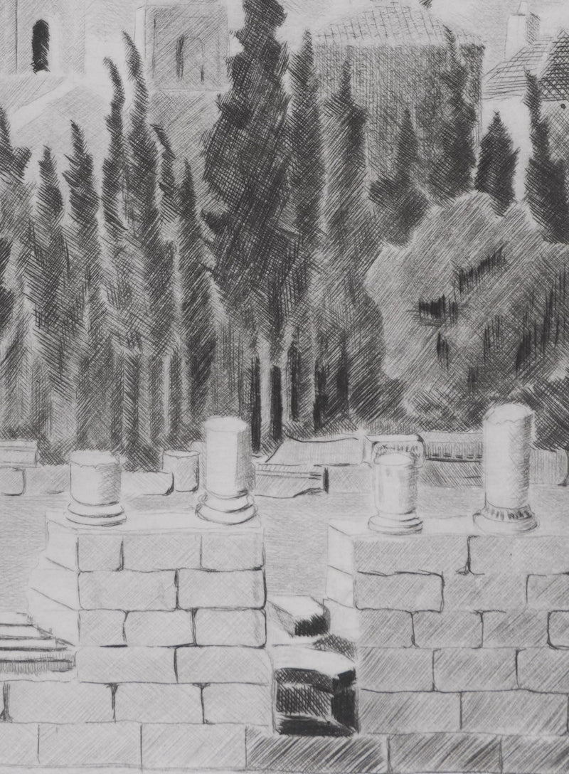 Camille COMBE : Arles, Gravure originale signée