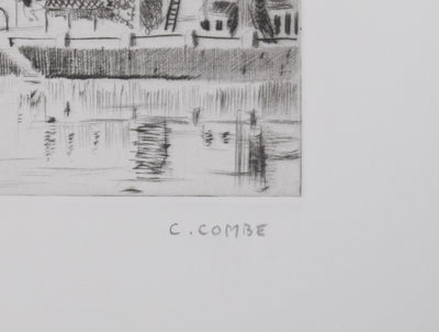 Camille COMBE : Sur les bords de la Loue, Gravure originale signée