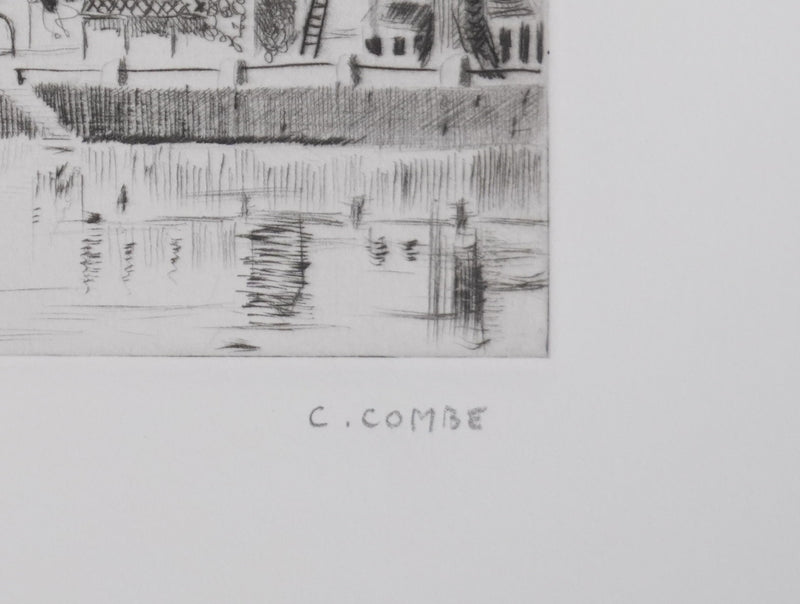 Camille COMBE : Sur les bords de la Loue, Gravure originale signée