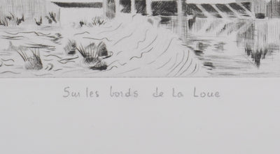 Camille COMBE : Sur les bords de la Loue, Gravure originale signée