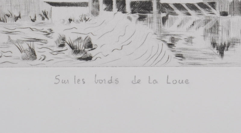 Camille COMBE : Sur les bords de la Loue, Gravure originale signée