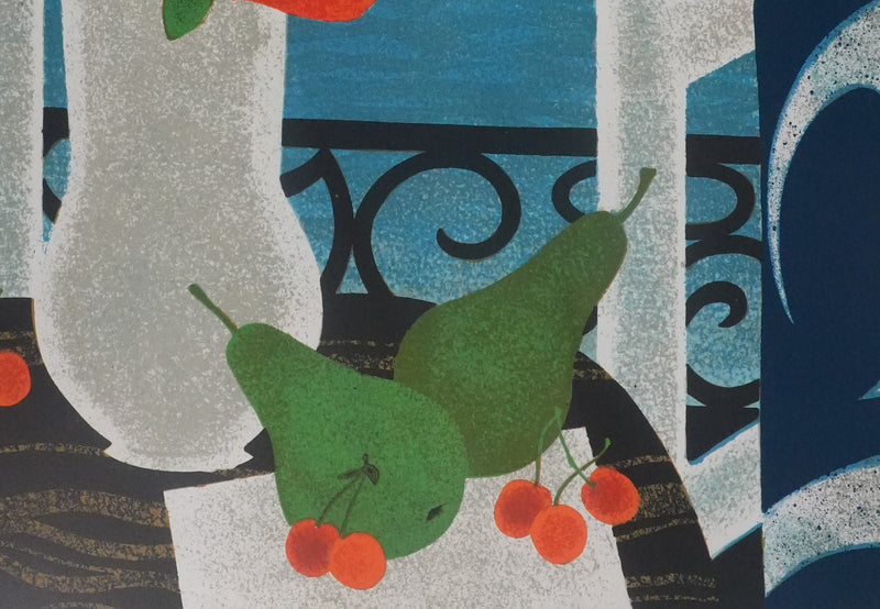 Yves GANNE : Les coquelicots devant la mer, Lithographie originale signée