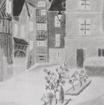 Camille COMBE : Soir à Pont-Audemer, Gravure originale signée