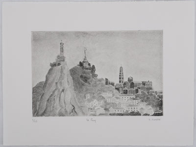Camille COMBE : Le Puy, Gravure originale signée