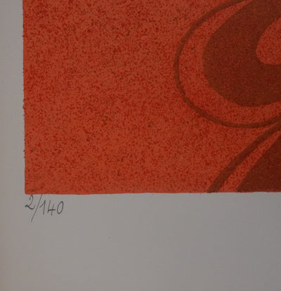 Yves GANNE : Femme au bouquet, Lithographie originale signée