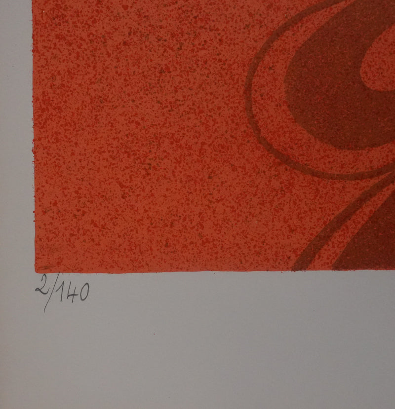 Yves GANNE : Femme au bouquet, Lithographie originale signée