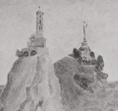 Camille COMBE : Le Puy, Gravure originale signée