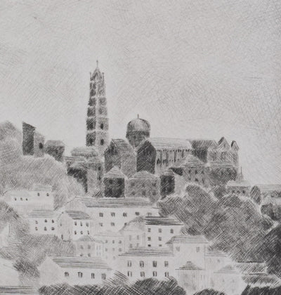 Camille COMBE : Le Puy, Gravure originale signée