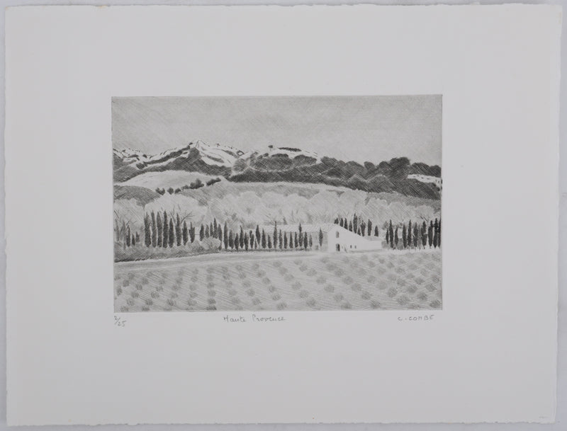 Camille COMBE : Haute Provence, Gravure originale signée