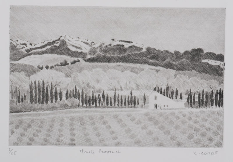 Camille COMBE : Haute Provence, Gravure originale signée