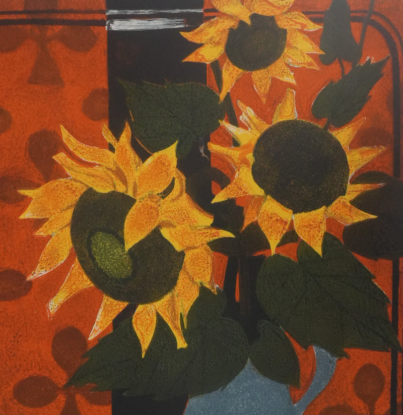Yves GANNE : Le bouquet de tournesols, Lithographie originale signée
