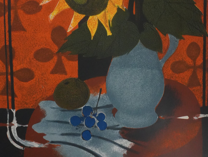 Yves GANNE : Le bouquet de tournesols, Lithographie originale signée