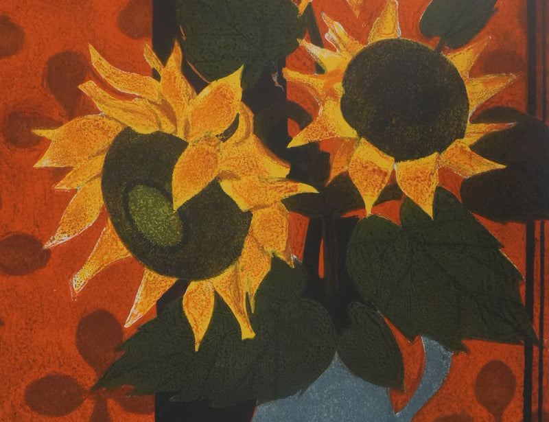 Yves GANNE : Le bouquet de tournesols, Lithographie originale signée