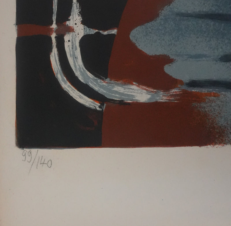 Yves GANNE : Le bouquet de tournesols, Lithographie originale signée