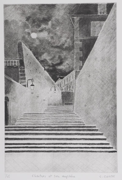 Camille COMBE : Chartres et son mystère, Gravure originale signée