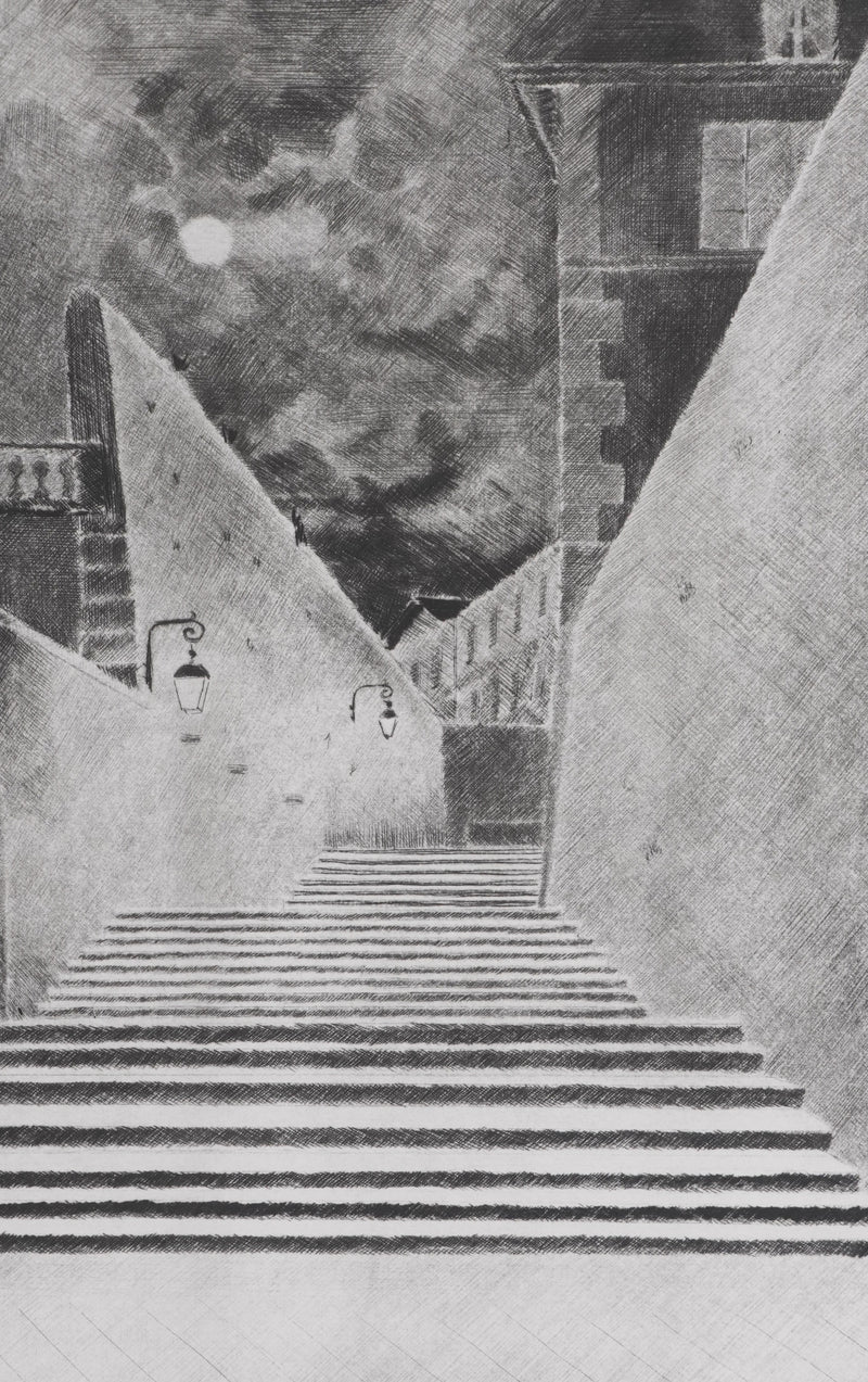Camille COMBE : Chartres et son mystère, Gravure originale signée