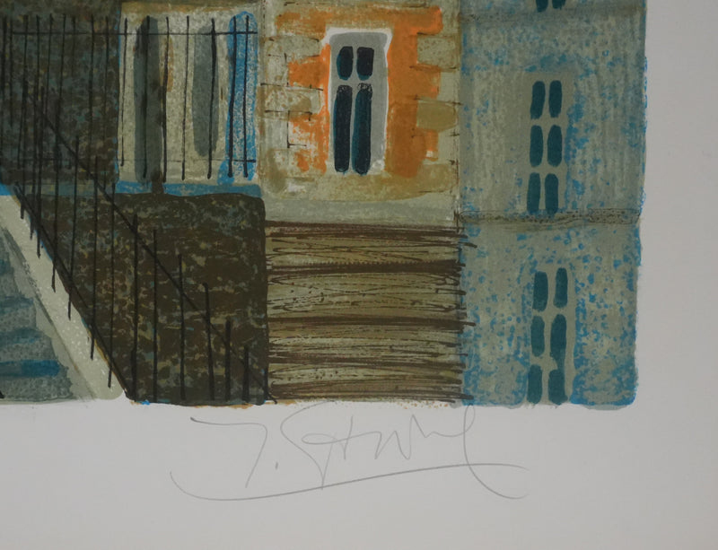 Yves GANNE : Les escaliers du Sacré-Cœur, Lithographie originale signée