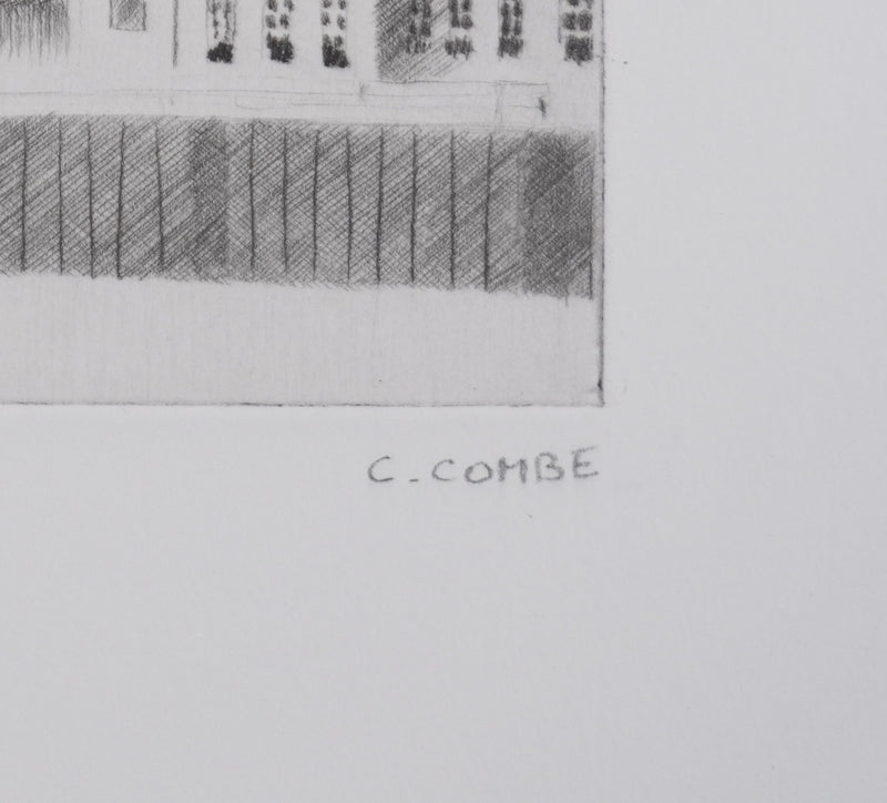 Camille COMBE : Le cavalier de Passy, Gravure originale signée