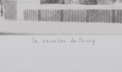 Camille COMBE : Le cavalier de Passy, Gravure originale signée