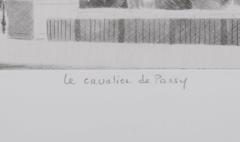 Camille COMBE : Le cavalier de Passy, Gravure originale signée