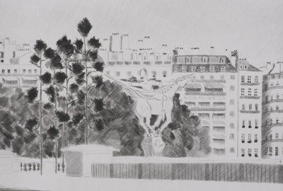 Camille COMBE : Le cavalier de Passy, Gravure originale signée