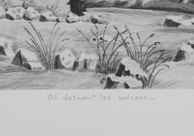 Camille COMBE : Où dorment les volcans, Gravure originale signée