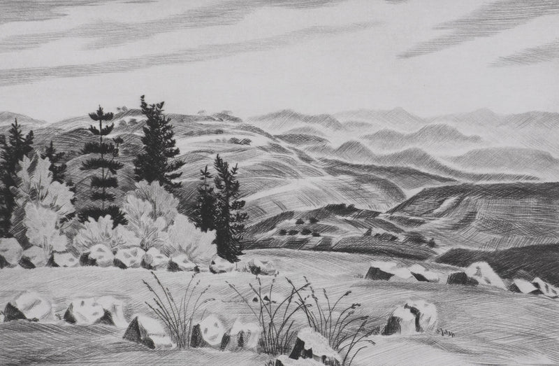 Camille COMBE : Où dorment les volcans, Gravure originale signée