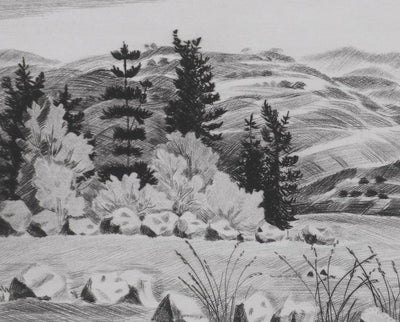 Camille COMBE : Où dorment les volcans, Gravure originale signée