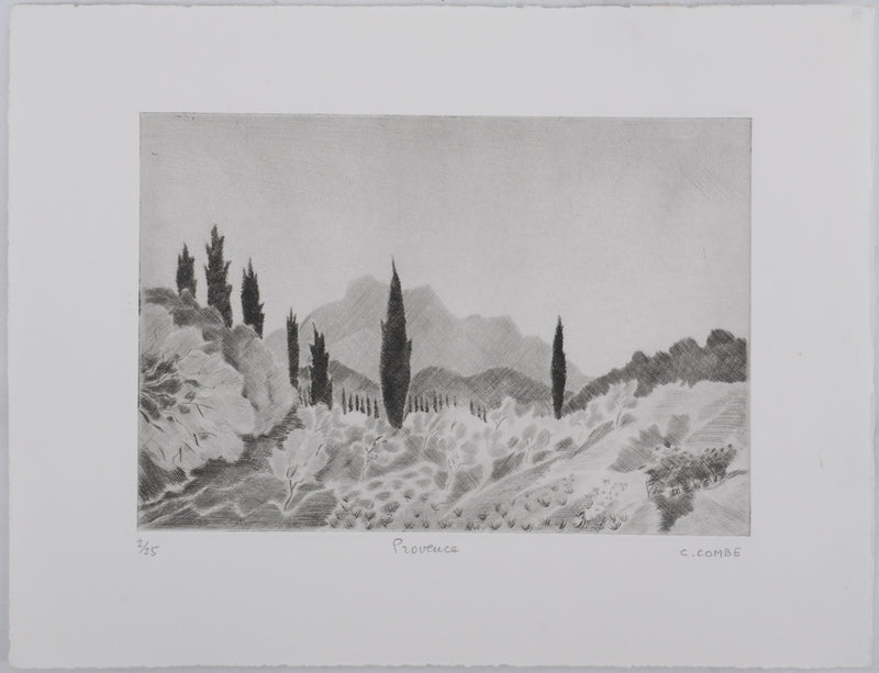 Camille COMBE : Provence, Gravure originale signée