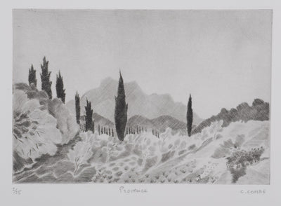 Camille COMBE : Provence, Gravure originale signée