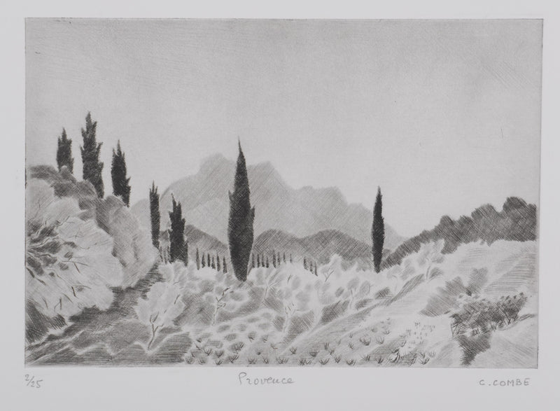 Camille COMBE : Provence, Gravure originale signée
