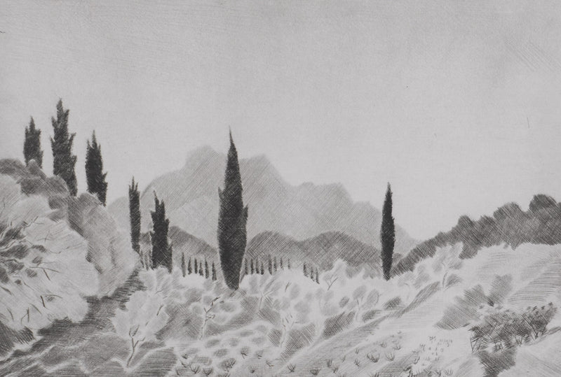 Camille COMBE : Provence, Gravure originale signée