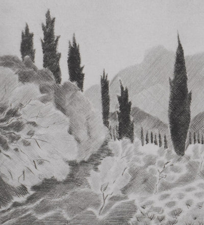 Camille COMBE : Provence, Gravure originale signée