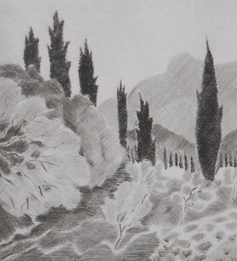 Camille COMBE : Provence, Gravure originale signée