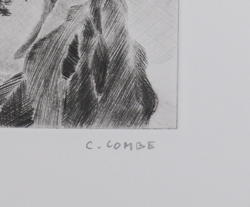Camille COMBE : Un jardin à Paris, Gravure originale signée