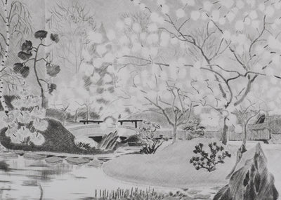 Camille COMBE : Un jardin à Paris, Gravure originale signée