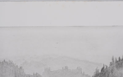 Camille COMBE : Un château en Velay, Gravure originale signée