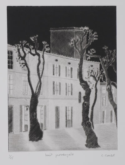 Camille COMBE : Nuit provençale, Gravure originale signée